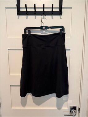 Betabrand Black Midi A-Line Skirt